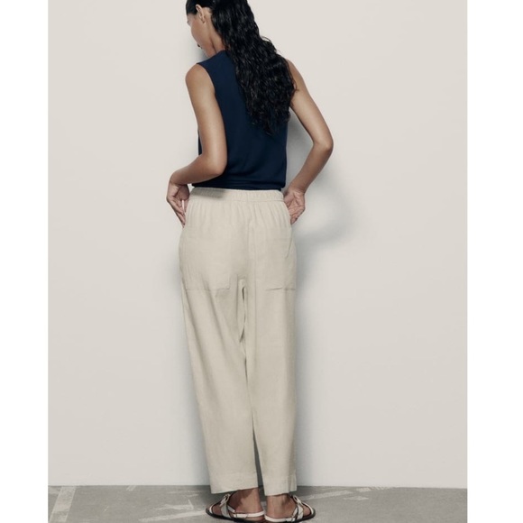 Zara Relaxed Fit Linen-Blend Pants Sz. Small - Picture 7 of 11